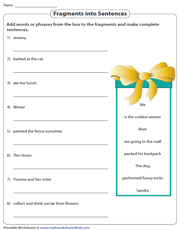 sentence writing worksheet