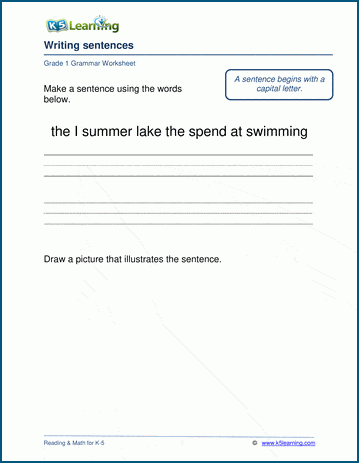 Writing sentences worksheets | Worsheets library