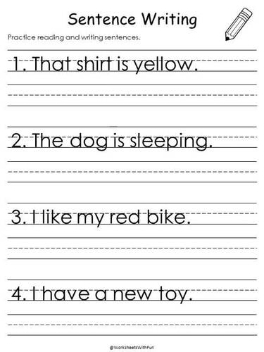 Sentence Writing Worksheets Reading Sentences Kindergarten 1st Sentence Writing Worksheets Reading Sentences Kindergarten 1st