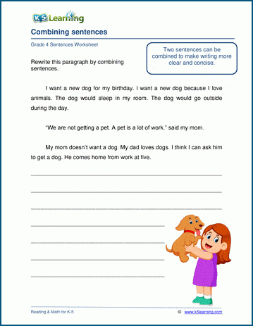 sentences worksheet 4th grade