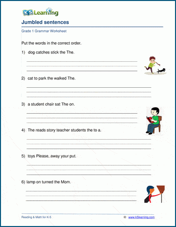 Grade 1 Jumbled Sentences Worksheet | Worsheets library