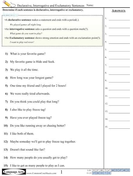 Sentence Type Worksheets | Free - Distance Learning, worksheets ...