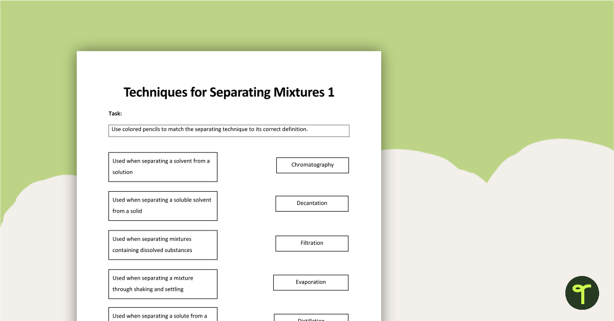separation techniques worksheet