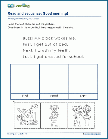 Reading and sequencing worksheets for kindergarten | Worsheets library
