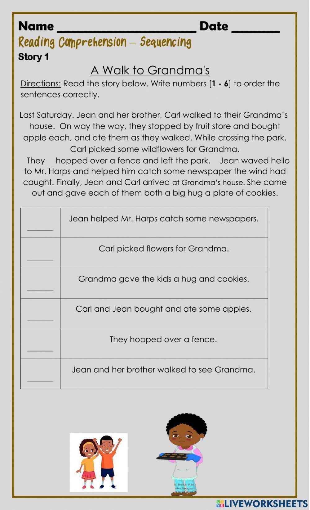 Sequencing interactive exercise for Grade 3  