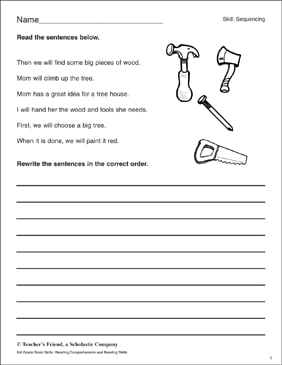 Sequencing—Organizing a Paragraph (Dog Walk) | Printable Skills Sheets
