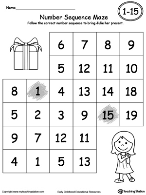 FREE* Practice Number Sequence With Number Maze 1-15 Part 2 ...