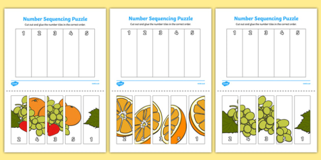 Fruit Themed Number Sequencing Puzzle (teacher made)