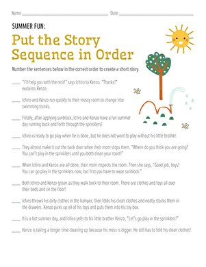 Summer Fun: Put the Story Sequence in Order | Interactive ...
