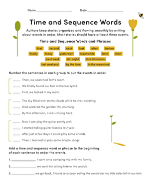 Time and Sequence Words Practice | Worksheet 