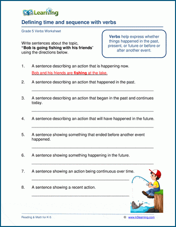 Time &  sequence verb worksheet | Worsheets library