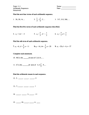 Arithmetic Sequence Worksheet PDF: Complete with ease | airSlate ...