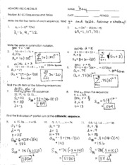 sequences and series worksheet with answers