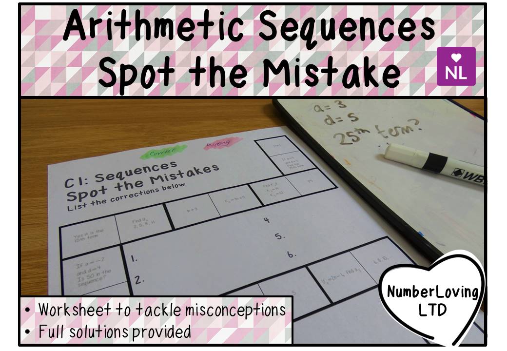 Arithmetic Sequences Spot the Mistake Worksheet | Number Loving