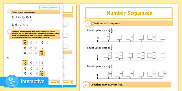 ? White Rose Fractions Number Sequence Worksheets with Answers