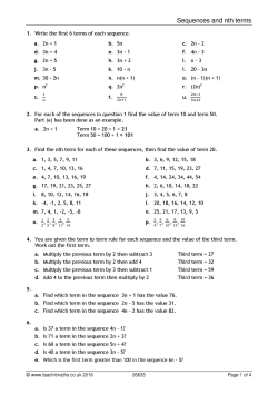 Sequences and nth terms worksheet | KS3 maths | Teachit