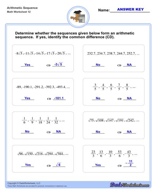 sequences worksheet pdf