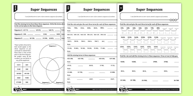 Primary Resources - Sequences Worksheets - Maths Resources