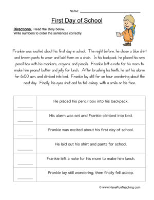 sequencing events in a story worksheet