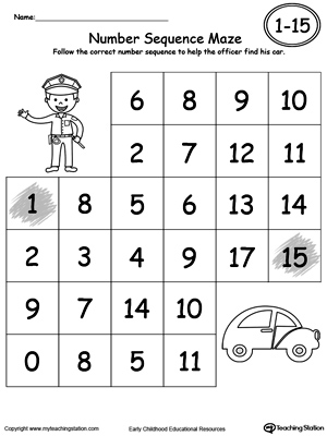 FREE* Practice Number Sequence With Number Maze 1-15 ...