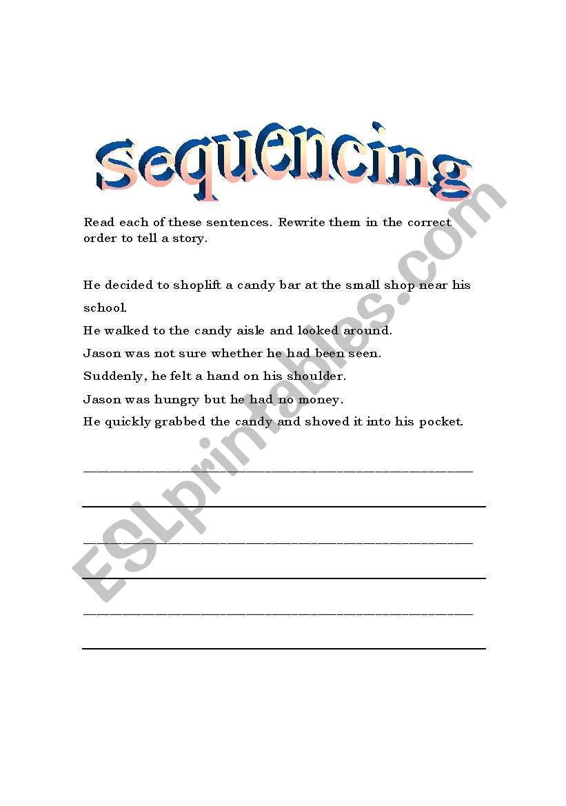Sequencing Sentences To Make A Paragraph - ESL worksheet by Lyrill