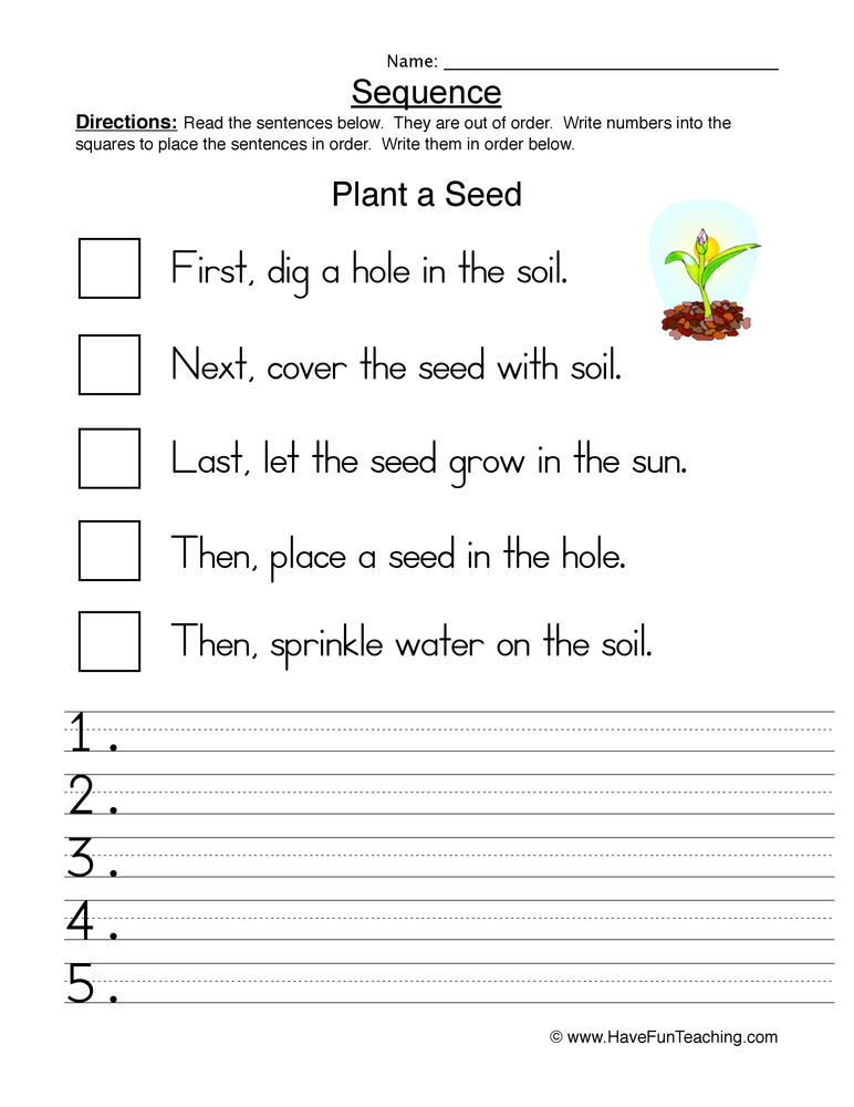 Plant a Seed Sequence Worksheet  