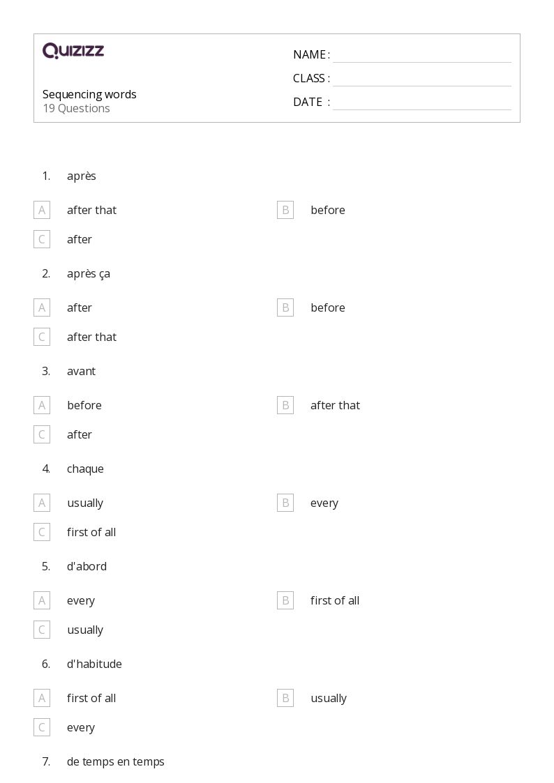 50+ Sequencing worksheets on Quizizz | Free &  Printable