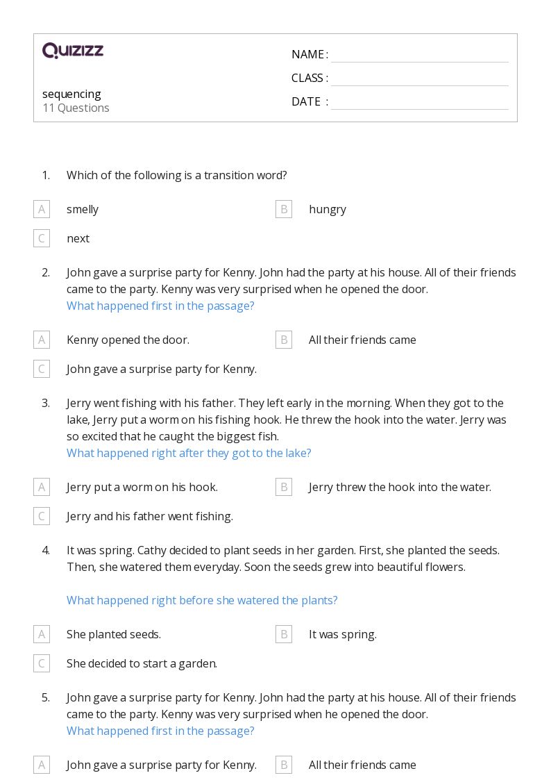 50+ Sequencing worksheets for 5th Grade on Quizizz | Free &  Printable
