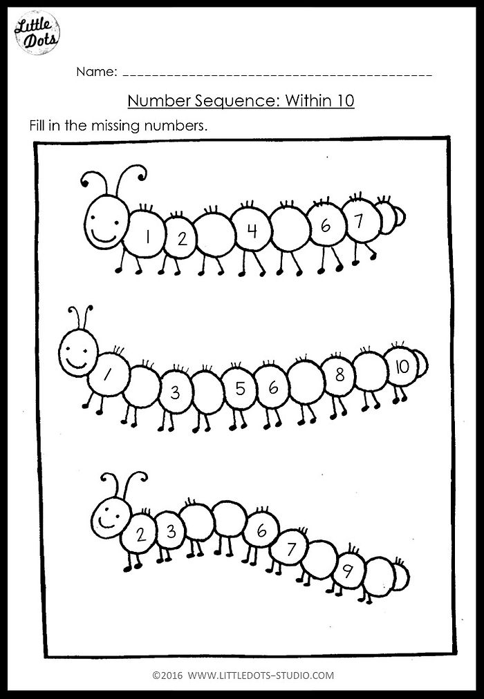 Kindergarten Math Number Sequence Worksheets and Activities