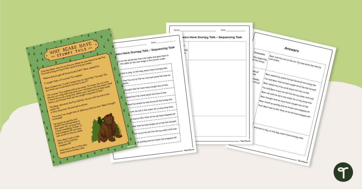 Sequencing Worksheets Bundle (Why Bears Have Stumpy Tails) | Teach ...