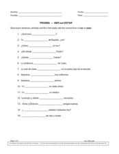 Which One Fits: Ser or Estar? Worksheet for 6th - 8th Grade ...