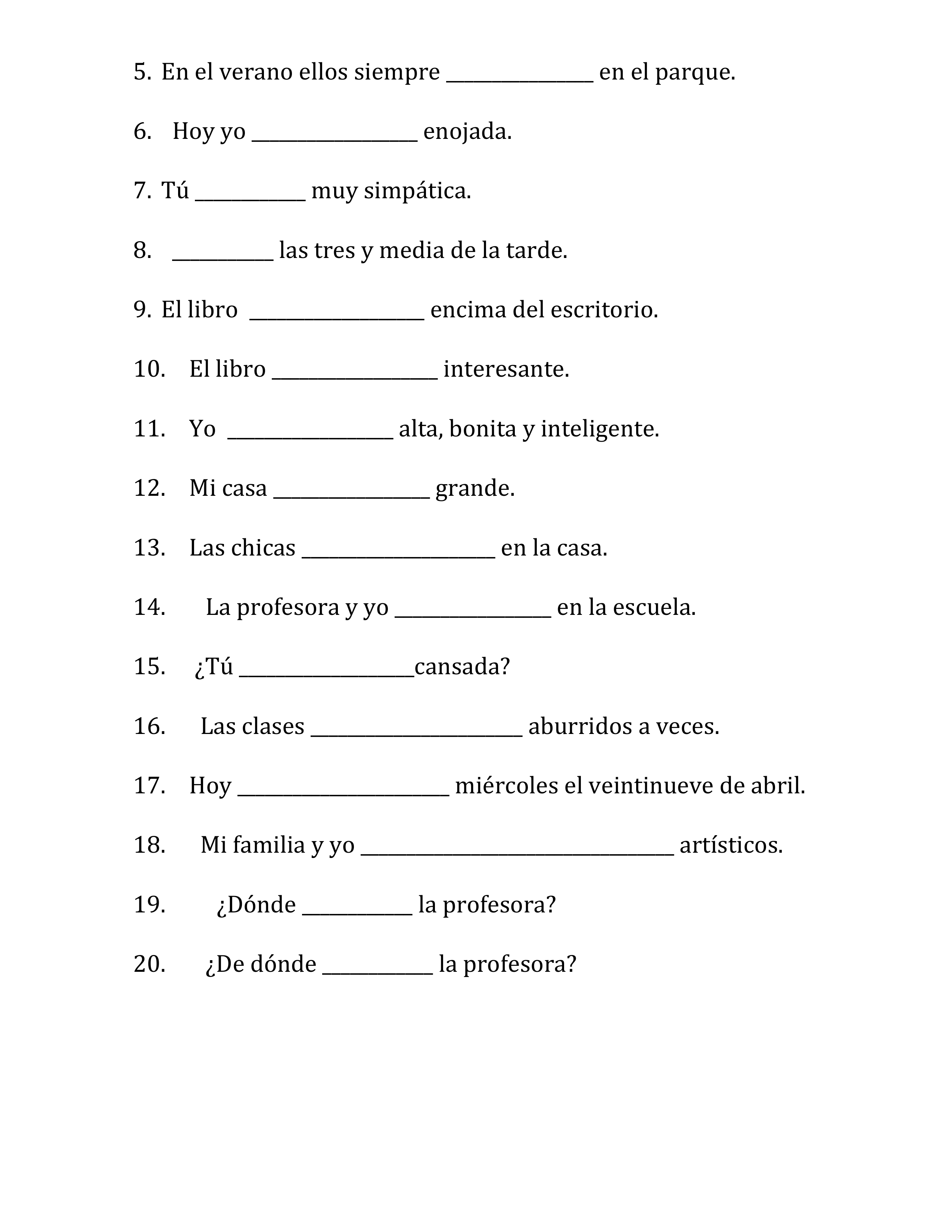 2: LP: Ser vs Estar practice - Amanda Rieder | Library | Formative