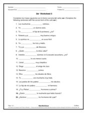 Ser Worksheet 5 Worksheet for 6th - 8th Grade | Lesson Planet