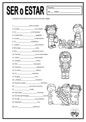 54 Ser y estar Español ELE hojas de trabajo pdf &  doc