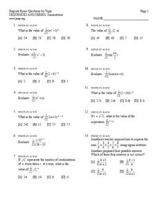 Sequences and Series Worksheet for 9th - 11th Grade | Lesson Planet