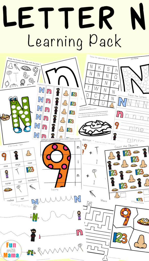 sesame street letter n worksheet