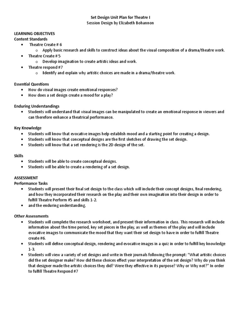 Set Design Lesson Plans & Worksheets Lesson Worksheets Library