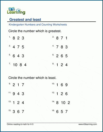 sets of numbers worksheet