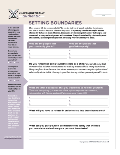 setting boundaries in relationships worksheet