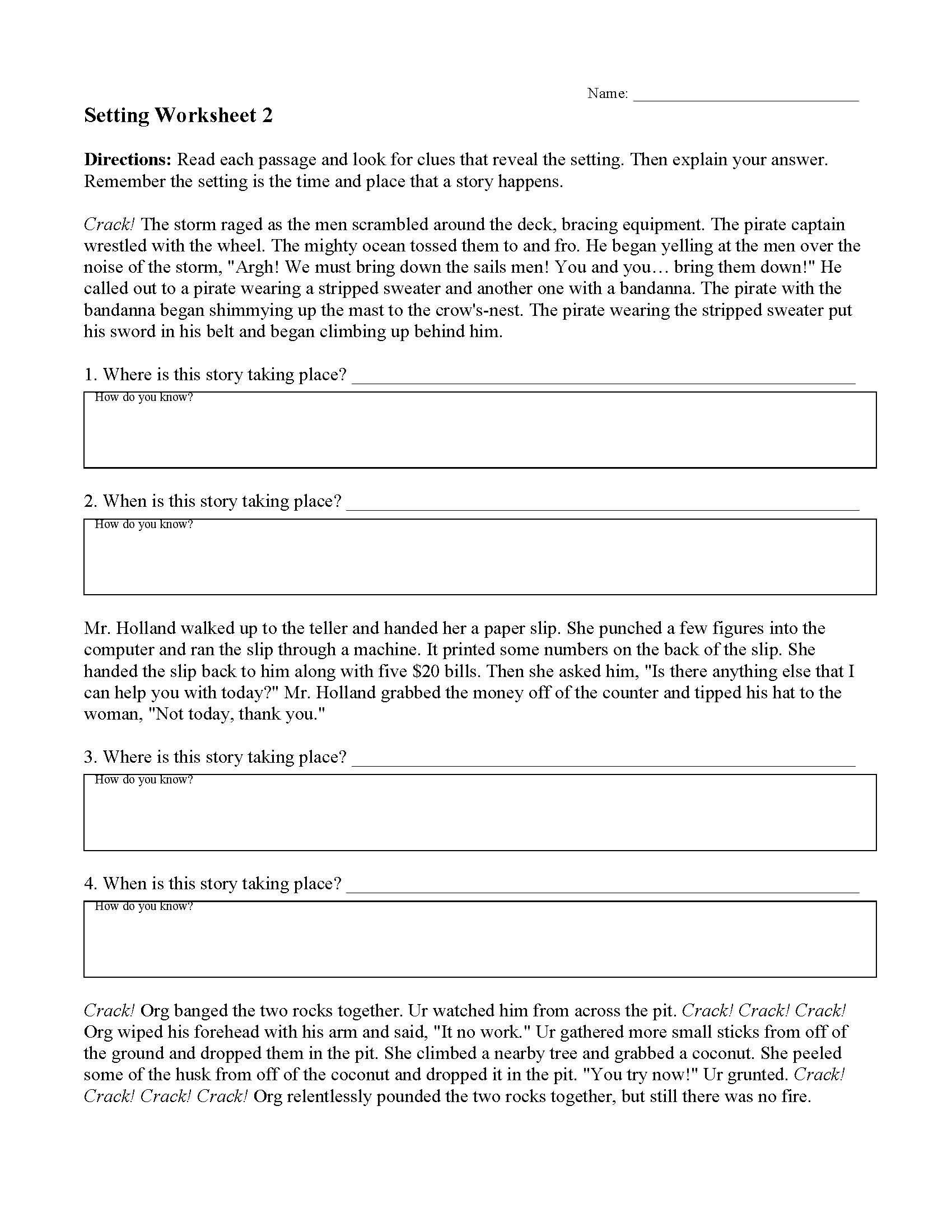 Setting Worksheets  