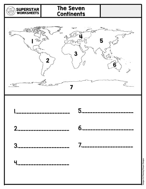 Seven Continents &  Oceans Worksheets -Worksheets Library