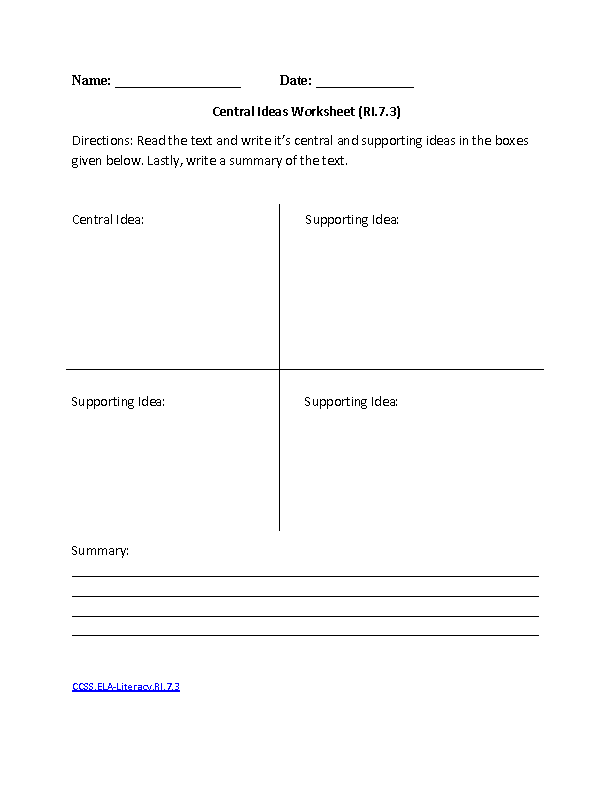 seventh grade language arts worksheet