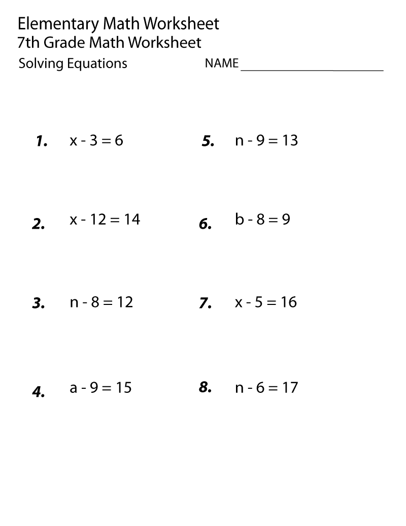 seventh grade math worksheet printable