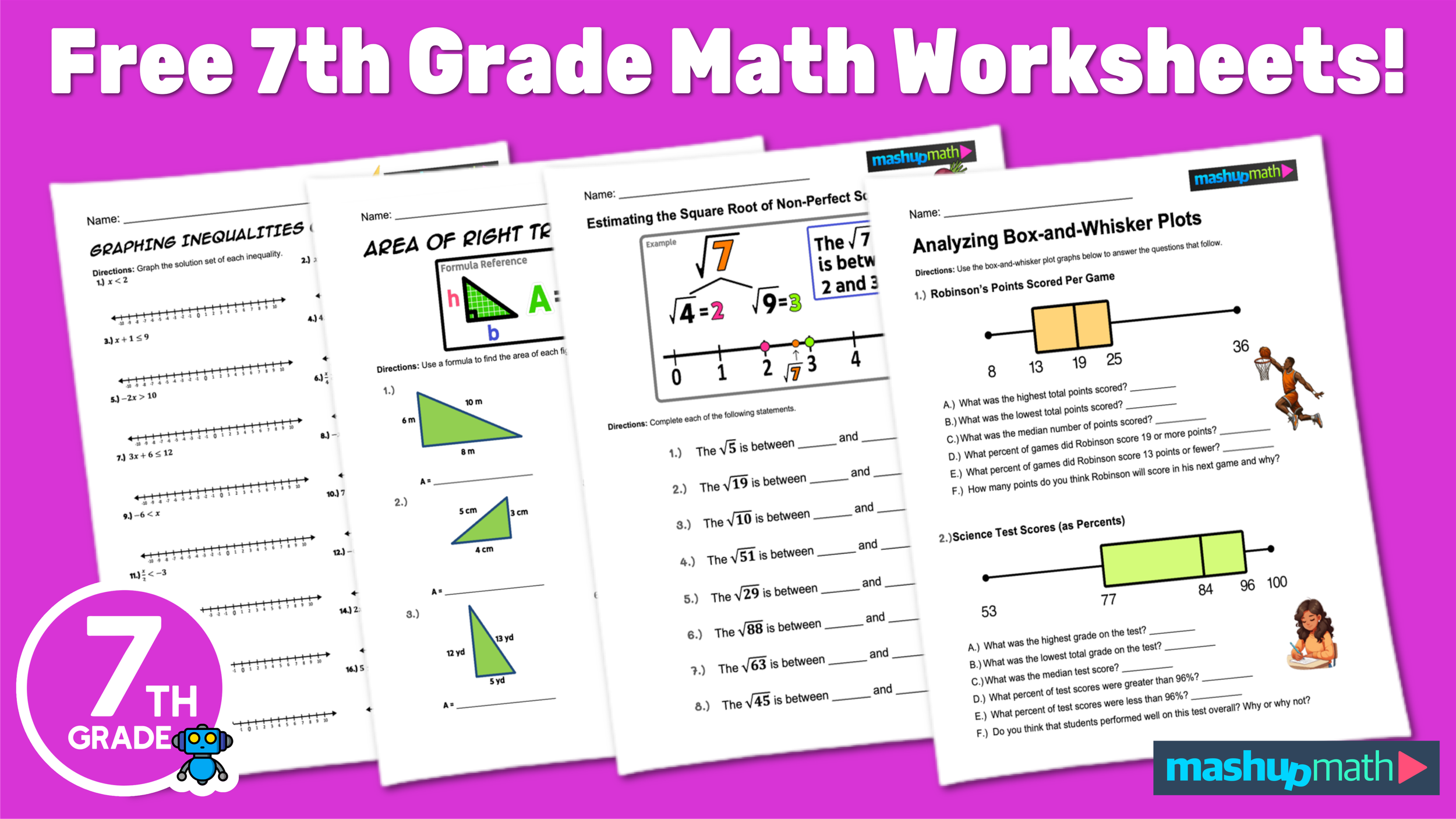 Free 7th Grade Math Worksheets—Printable w/ Answers — Mashup Math