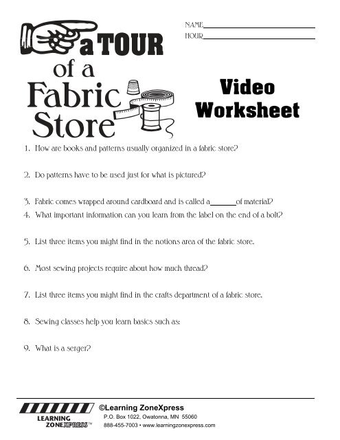 Video Worksheet - Learning Zone Express