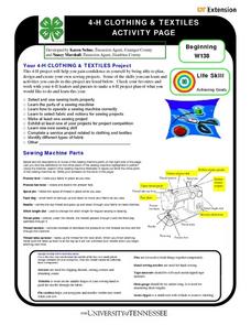 4 H Activities Sewing Lesson Plans &  Worksheets Reviewed by Teachers