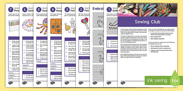 Sewing Club Guidance and Plans for Teachers (teacher made)