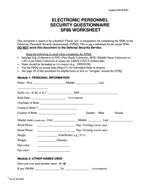 2002 Form EPSQ SF86 Fill Online, Printable, Fillable, Blank ...