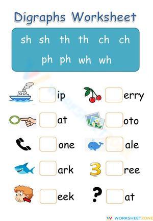 Consonant Digraph WH TH PH SH CH Worksheet