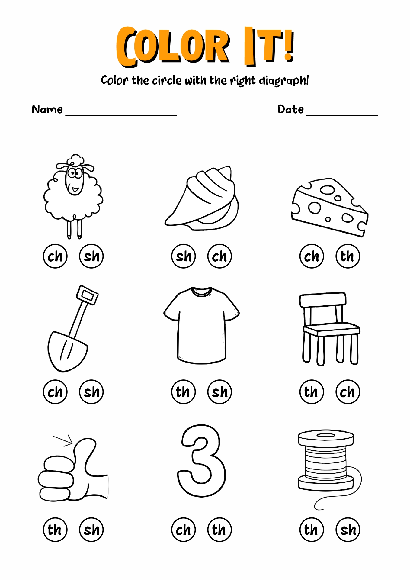 16 CH Digraph Worksheets For Kindergarten - Free PDF at worksheeto.com